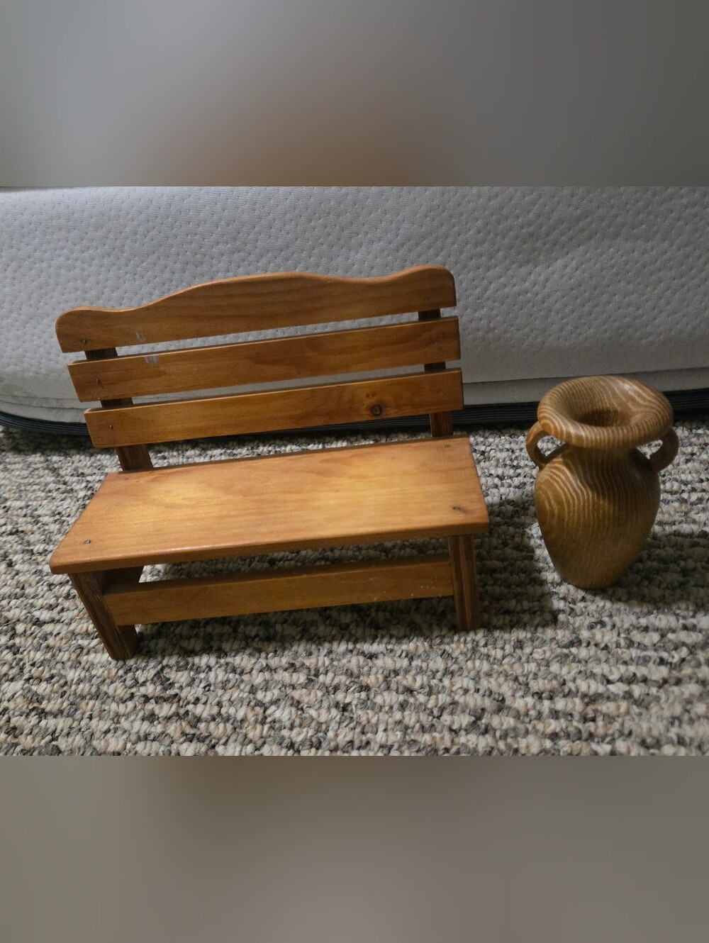 Wooden Mini Bench & Vase